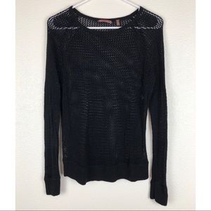 525 America Black Open Knit Sweater Size M
